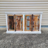 Indian Furniture Handmade Solid Wood White Reclaimed wood 4 Door Sideboard 150x40x90Cm